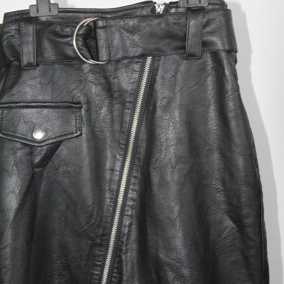 Women's HM Black Pencil Pleather Skirt Size 4 - Picture 6 of 14